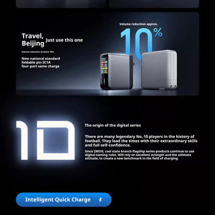 CukTech 10 Ultra GaN Charger 120W MAX Power Adaptor Adaptive Fast Charge Digital Display Mobile Phone Charger Original PD2.0 3.0