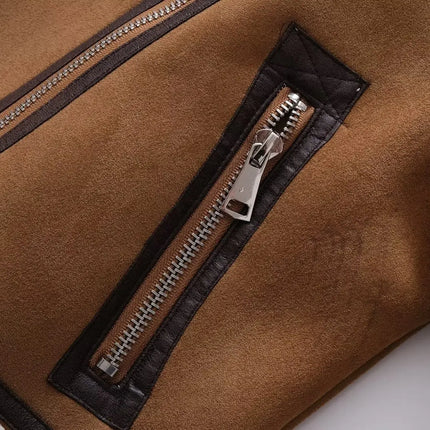 Winter new fur jacket for women fashion versatile suede motorcycle warm jacket