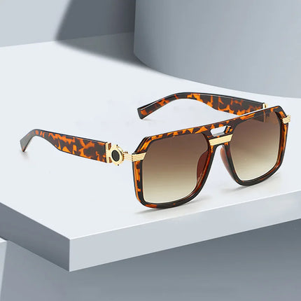 2025 Sunglasses for Women Fashionable Square Frame Glasses with Golden Decorative Lens