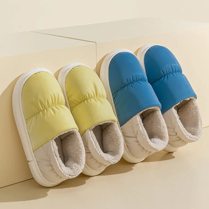 Waterproof Winter Shoes for Men's 2025 New Plush Slippers Women Ankle Boots Warm White Couple Cotton Couples Platform Shoes