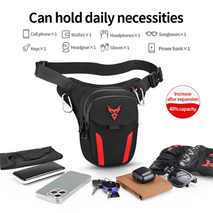 LED Red Light Motorcycle Leg Bag Thigh Belt Hip Bum Waterproof Ride Cycling Biker Waist Bag Fanny Pack Moto Travel Hiking Pocket