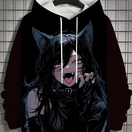 Vintage Men's Hoodie 3d Print nymphet Tops  Cartoon Girl Graphics Long Sleeve Hoodie Fashion Men's Top Oversized Streetwear Tees