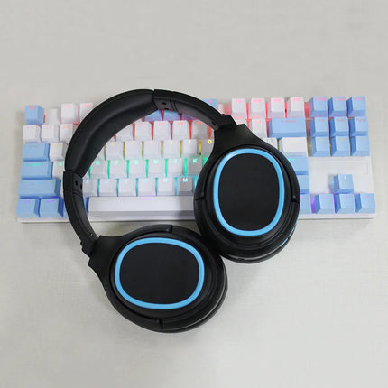 20 H Play Bluetooth Headphones with Large Earmuffs Wireless Earphones with Bass Noise Cancelling and Mic TF-card Support Helmet