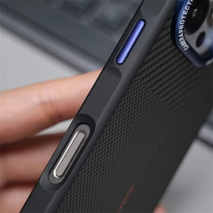 Matte Carbon Fiber Texture MagSafe Phone Case For iPhone 17 Wireless Charging Alloy Lens Protective Cover