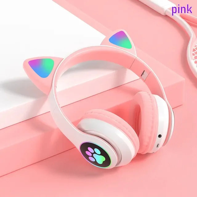 ST-28 Wireless Headphones Cat Ears Bluetooth Earphones Stereo Music Earbuds Bluetooth 5.0 Sports Gaming Headset with Mic