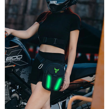 LED Red Light Motorcycle Leg Bag Thigh Belt Hip Bum Waterproof Ride Cycling Biker Waist Bag Fanny Pack Moto Travel Hiking Pocket
