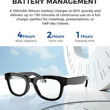 AI Smart Glasses 500W HD Camera Shooting Bluetooth Calling Intelligent Voice Assistant Control Music Smart Glasses For Men Women