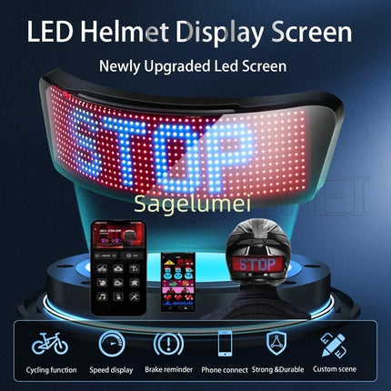 NEW APP Programmable LED Screen DIY Led Helmet Display Motorcycle Helmet Warning Light Night Riding RGB Bike Helmet Taillight