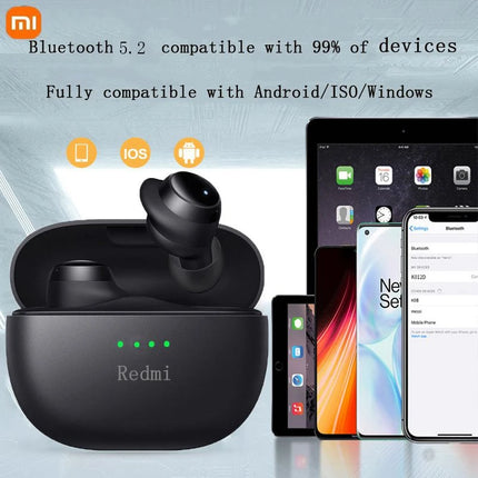 Xiaomi Wireless Bluetooth Headset 5.2 Headphones Sport Gaming Headsets TWS Noise Reduction Earbuds Bass Touch Control for Phones