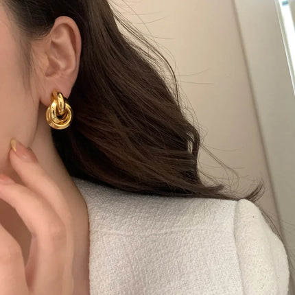 Round Stud Earrings for Women Trendy Fine Jewelry Minimalist Exaggerated  Accessories