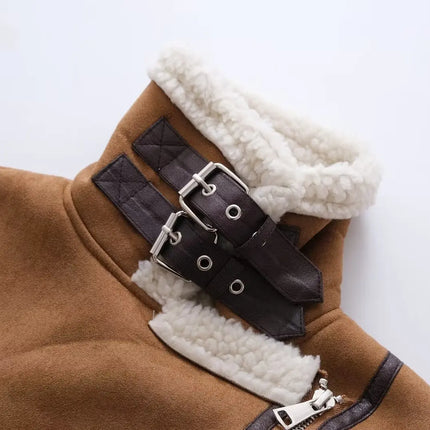 Winter new fur jacket for women fashion versatile suede motorcycle warm jacket