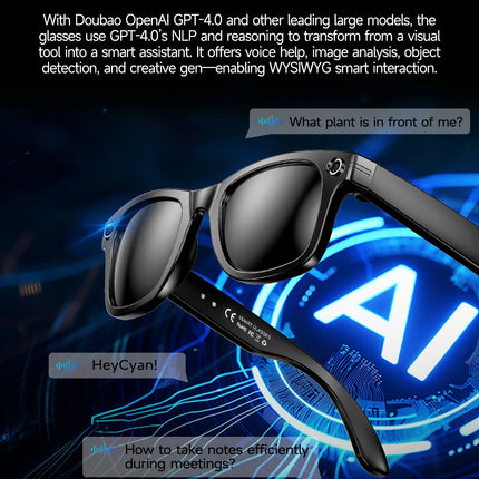 4K AI Smart Glasses 8MP HD Camera Video Bluetooth Call Intelligent Translation 270mAh Battery Voice Assistant Music Sunglasses