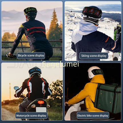 NEW APP Programmable LED Screen DIY Led Helmet Display Motorcycle Helmet Warning Light Night Riding RGB Bike Helmet Taillight