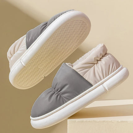 Waterproof Winter Shoes for Men's 2025 New Plush Slippers Women Ankle Boots Warm White Couple Cotton Couples Platform Shoes