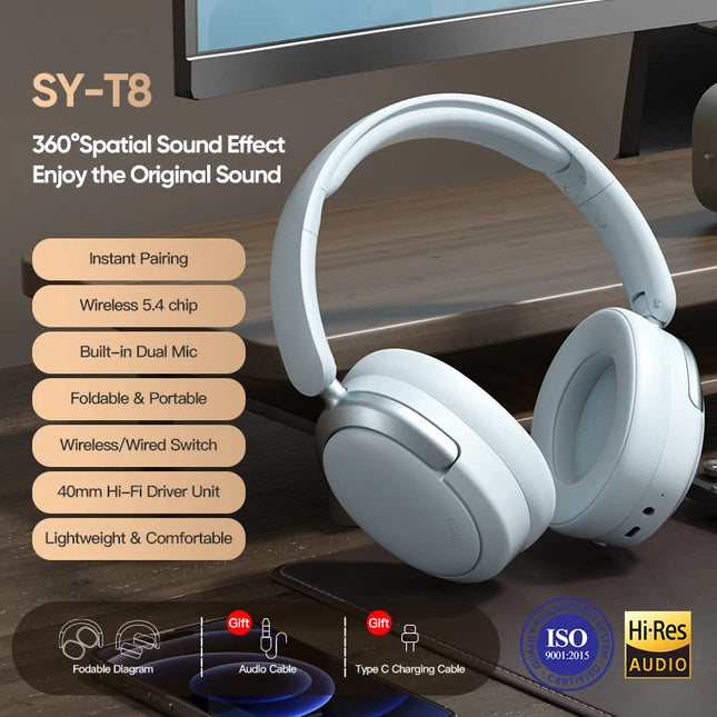 EOENKK Chioce Original SY-T8 Wireless Headphones Bluetooth 5.4 20h Long Battery Life Noise Reduction Gaming Headset With Mic