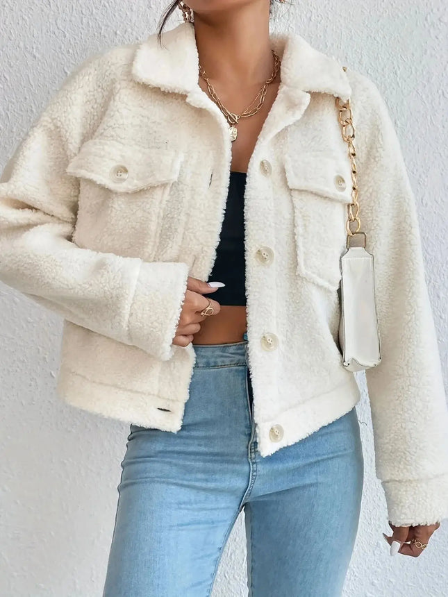 Winter Lamb Wool Short Coat For Women Thicken Warm Long Sleeve Turtleneck Jackets 2024 Autumn Fashion Streetwear Ladies Overcoat