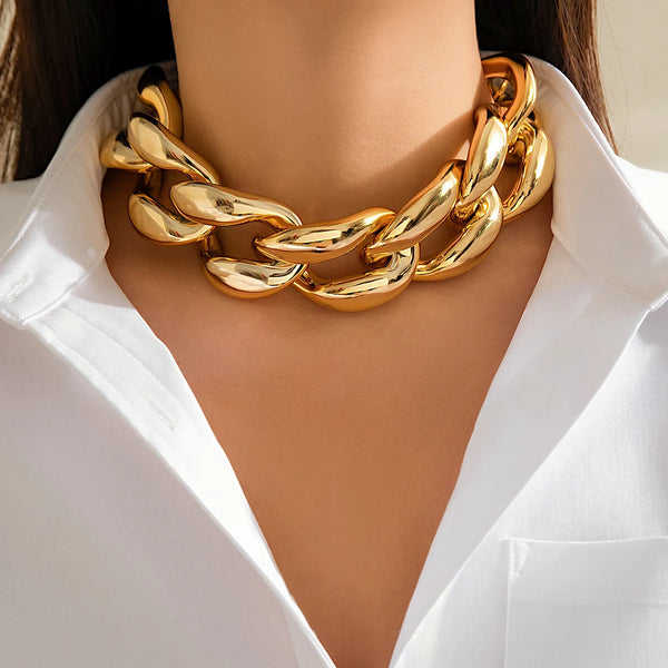 Exaggerated Big Thick Chain Short Choker Necklace for Women Trendy Statement Collar on the Neck Accessories 2024 Fashion Jewelry