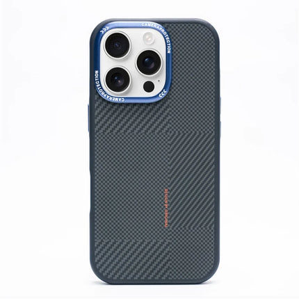 Matte Carbon Fiber Texture MagSafe Phone Case For iPhone 17 Wireless Charging Alloy Lens Protective Cover
