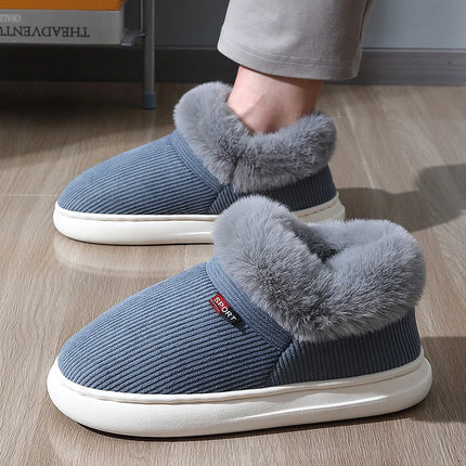 BASATU Winter Women Shoes Casual House Shoes For Men Outdoor Warm Cotton Shoes For Male Indoor Female Plush Snow Boots