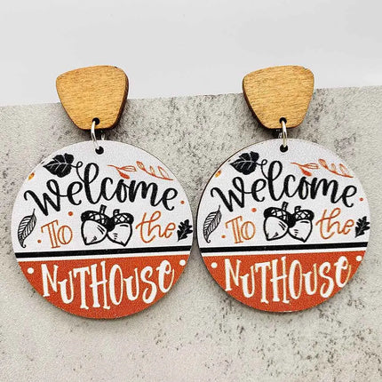 2024 New Autumn Thanksgiving Earrings Turkey Pumpkin Maple Leaf Wooden Earrings Women's Thanksgiving Festival Jewelry