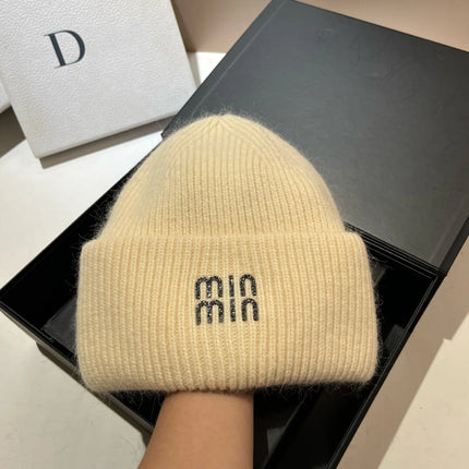 Winter Hats For Women Luxury Rhinestone Letters Fashion Cap Warm Hat Real Rabbit Fur Wool Skullies Beanies Knit Hats for Men