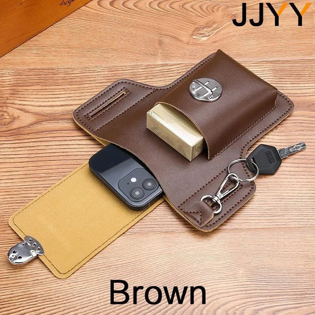 Stonego 1PC Multifunctional Men's Leather Mobile Phone Bag Belt Clip Mobile Phone Case Travel Hiking Mobile Phone Case Belt Bag