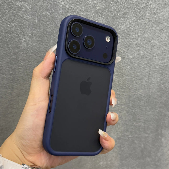 Luxury Orange Shield Matte Transparent Phone Case For iPhone 17 Pro Max 17 Pro 17Air Metal Buttons Skin Feel Shockproof Cover