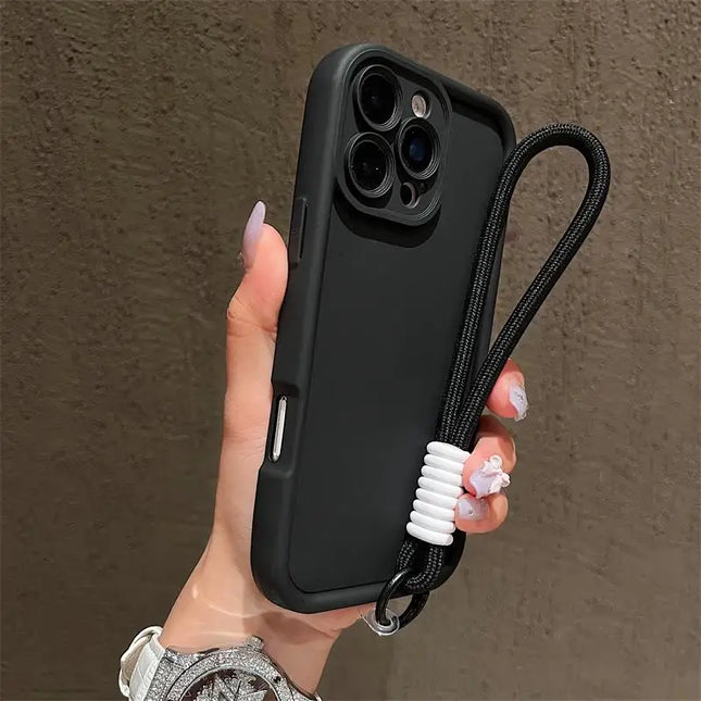 Luxury Colorful Lanyard Soft Silicone Phone Case For iPhone 17 16 15 14 13 12 11 Pro Max 16E X XR XS Max 7 8 16 Plus 17Air Cover