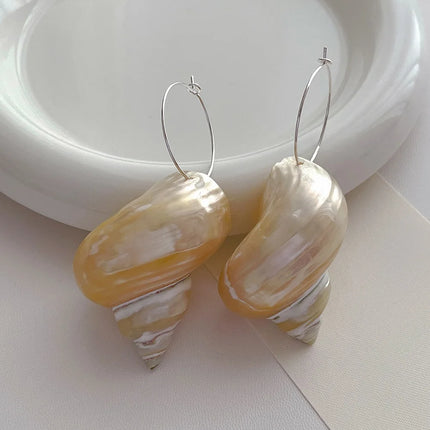 Simple Design Sense Natural Ring Spiral Earrings French Retro Baroque Exaggerated Women's Accessories