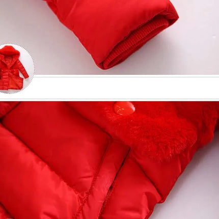 Winter Warm Jackets for Girls Fashion Fur Hooded Children Girls Waterproof Outwear Kids Cotton Lined Parkas