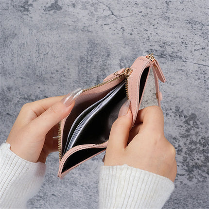 Women's Solid Color Button Wallet