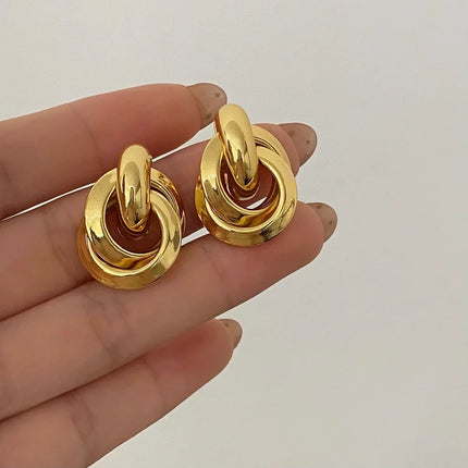 Round Stud Earrings for Women Trendy Fine Jewelry Minimalist Exaggerated  Accessories