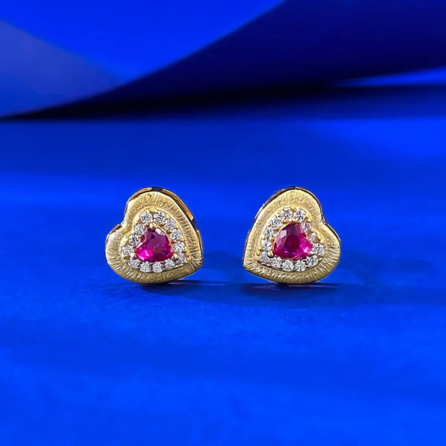 2025 spring/summer new s925 silver gold-plated heart-shaped brushed small earrings, fashionable and versatile
