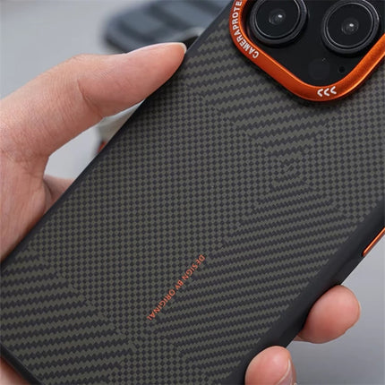 Matte Carbon Fiber Texture MagSafe Phone Case For iPhone 17 Wireless Charging Alloy Lens Protective Cover