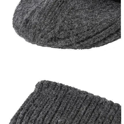 Winter Hats For Men Thickened Knitted Beanie Ear Protection Solid Color Cold Hat Keep Warm Baggy Cap Male Korean Elastic New