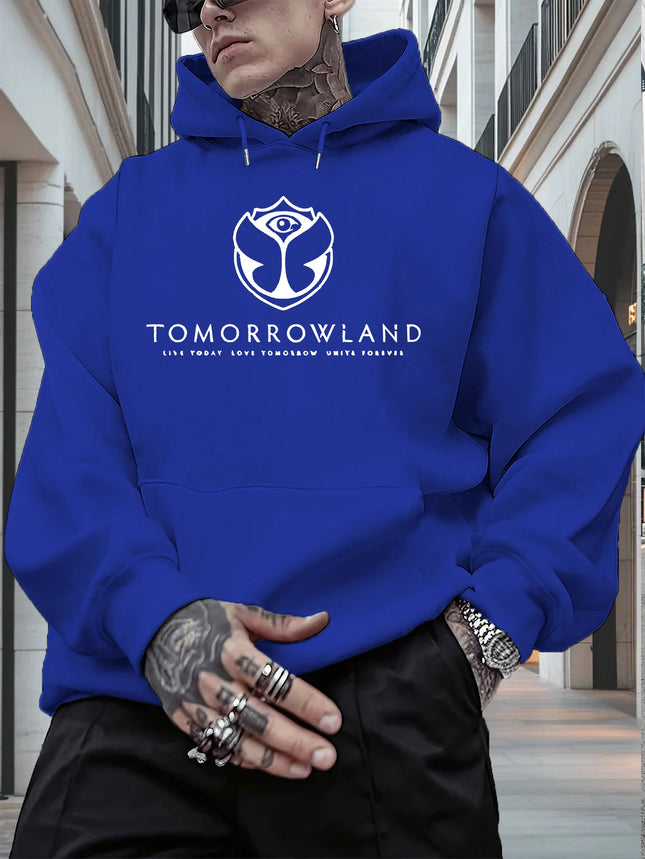 Men'S Hoodie with "TOMORROWLAND" Graphic - Casual Pullover Sweatshirt Long Sleeve Regular Fit Fall/Winter Casual Wear Hoodie
