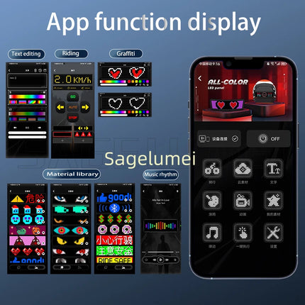 NEW APP Programmable LED Screen DIY Led Helmet Display Motorcycle Helmet Warning Light Night Riding RGB Bike Helmet Taillight