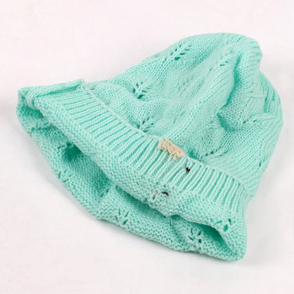 Winter Hats Woman Knitted Woolen Beret Hat Hollow Fashion Leaves Cap Lady Sexy Lace Button Casual Warm Women Hat
