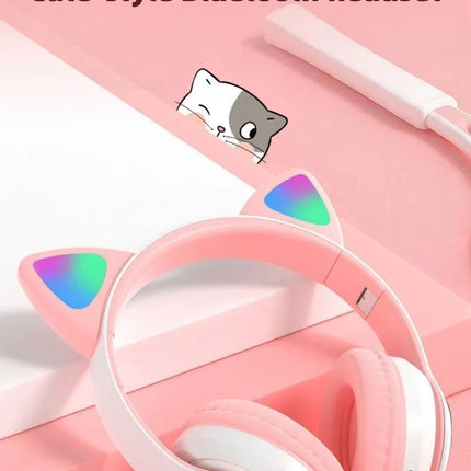 ST-28 Wireless Headphones Cat Ears Bluetooth Earphones Stereo Music Earbuds Bluetooth 5.0 Sports Gaming Headset with Mic