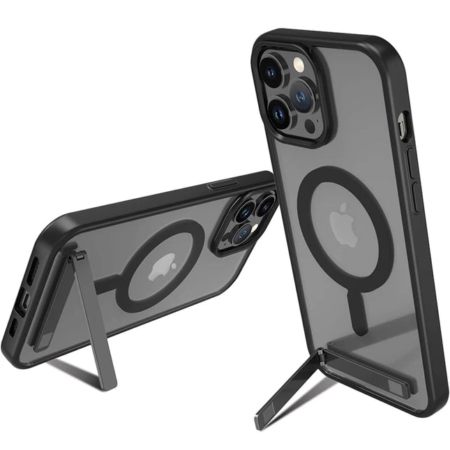 Magnetic Phone Cases with Stand for iPhone 17 Mobile Case Clear Black Cover with Kickstand