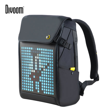 DIVOOM Pixoo M Backpack Men 15 Inch Waterproof School Backpack Laptop Bag Women'Daypack with 16 Ã— 16 RGB LED Screen Travel Black