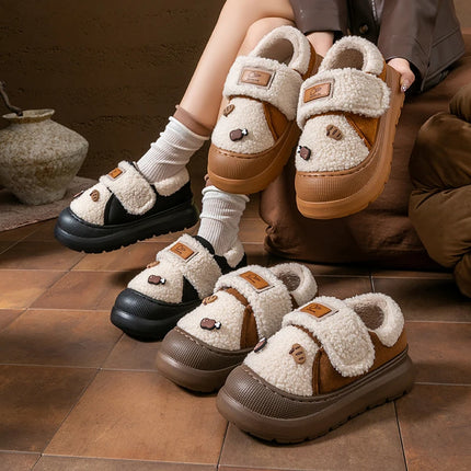 2025 New Platform Winter Cotton Shoes Women Outdoor Thick Bottom Warm Plush Slippers Woman Comfortable Cute Non Slip Snow Boots