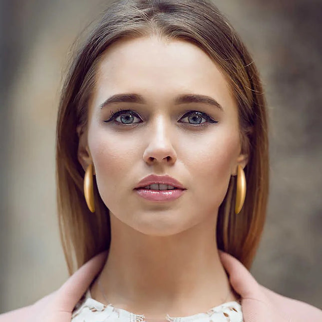Vintage Metal Brushed Matte Long Earrings For Women Europe America Personality Minimalist Geometric Fashion Trend Jewelry Gifts