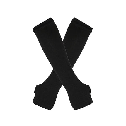 Winter Warm Long Sleeves Gloves for Man Women Fingerless Stripe Hip-Hop Knitted Elbow Mittens Elastic Outdoor Warmer Arm