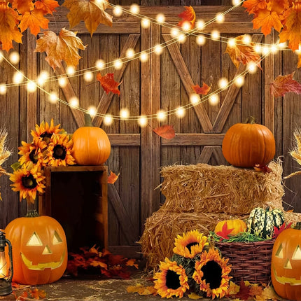 Fall Harvest Backdrop Autumn Barn Pumpkin Thanksgiving Maple Photography Background Festivals Party Baby Shower Decor Banner