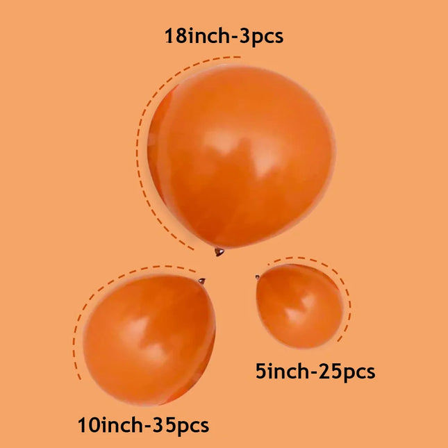 63pcs Burnt Orange Balloons 5inch/12inch/18inch Assorted Sizes Tropical Jungle Safari Balloons Thanksgiving Party Decorations