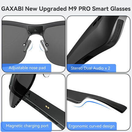 New M9pro Intelligent Bluetooth Glasses AI Translation Sports Cycling Fishing Polarized Multi functional Sunglasses Built in Cyc