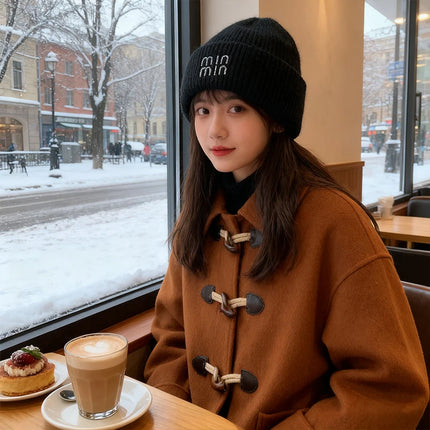 Winter Hats For Women Luxury Rhinestone Letters Fashion Cap Warm Hat Real Rabbit Fur Wool Skullies Beanies Knit Hats for Men