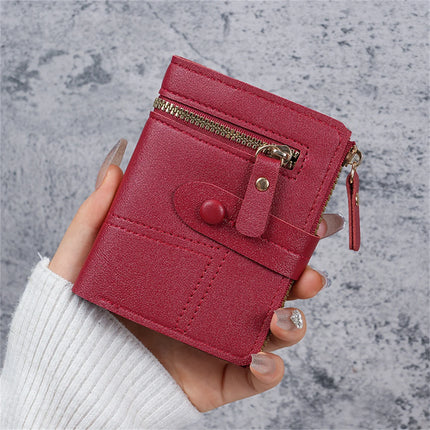 Women's Solid Color Button Wallet