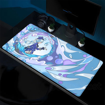 Game Yumemizuki Mizuki Furina Mavuika Raiden Mousepad XXL Large Genshin Impact Mouse Pad Non-slip Keyboard office Anime Desk Mat
